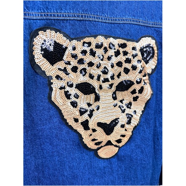 Denim Πουκάμισο με Κέντημα Πίσω Tiger
